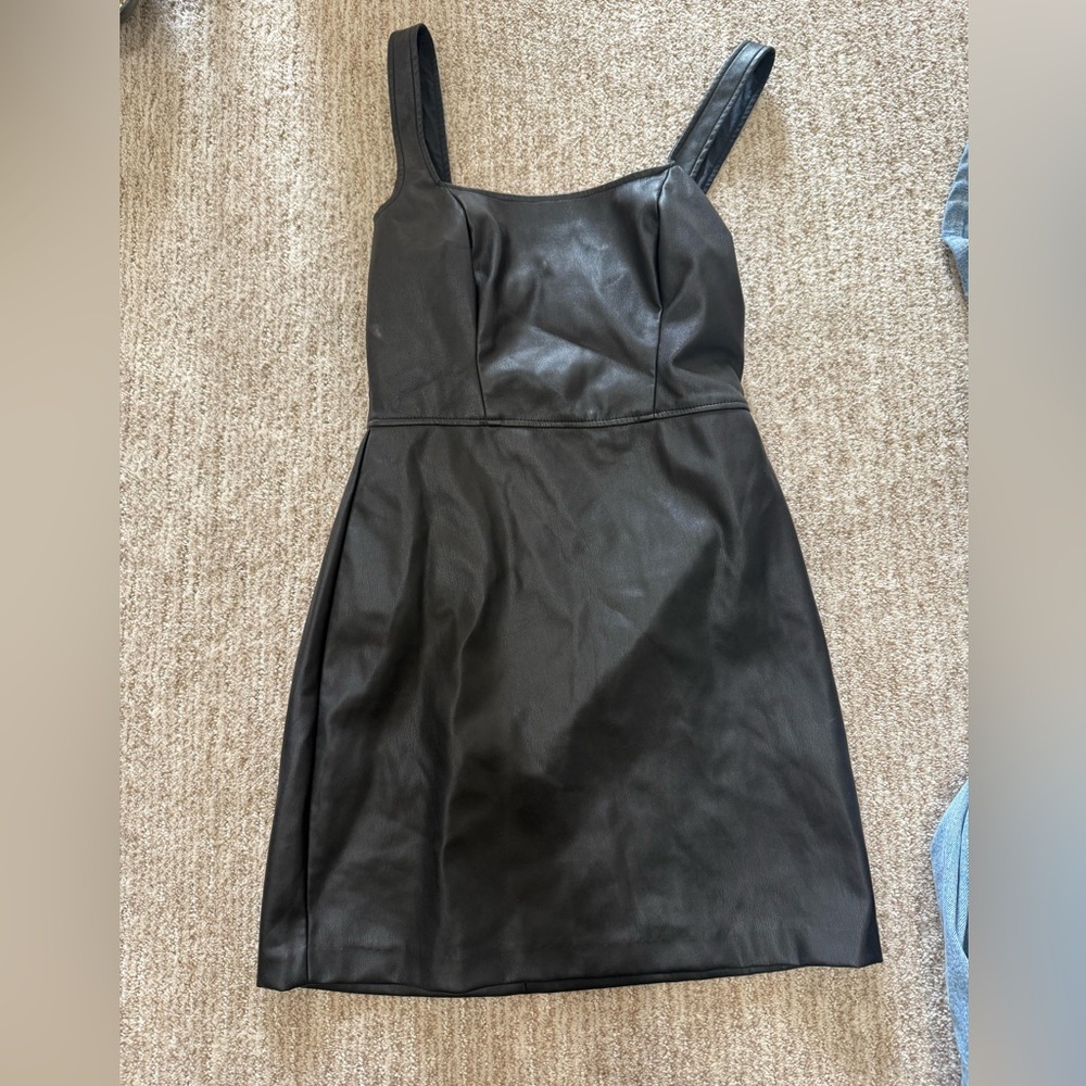 Abercrombie and Fitch faux leather black minidress size XS.